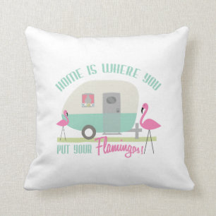 Thuis is waar je je flamingos Pillow neerzet Kussen