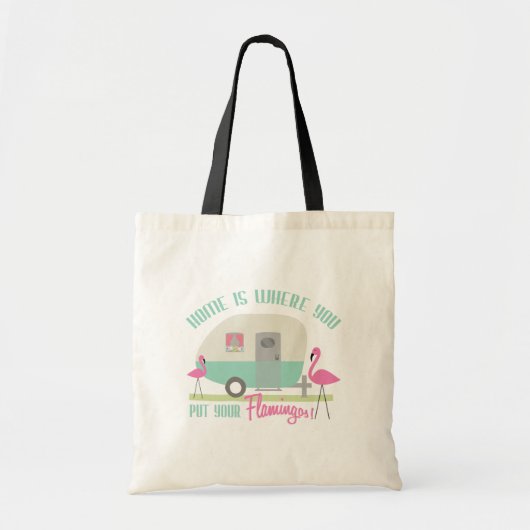 Thuis is waar je je flamingos-tas neerzet tote bag (Voorkant)