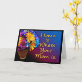 Thuis is waar je moeder is, kleurrijk kaart (Gele Bloem)