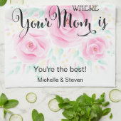 Thuis is waar je moeder is moederdag cadeau rozen theedoek (Gevouwen)