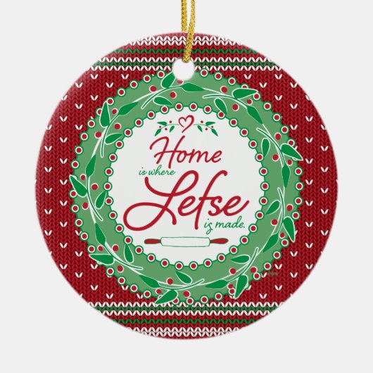 Thuis is waar Lefse gemaakt is! Keramisch Ornament (Voorkant)