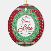 Thuis is waar Lefse gemaakt is! Keramisch Ornament (Links)