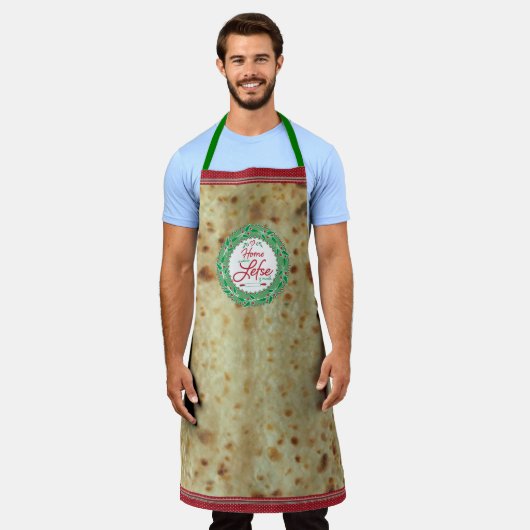 Thuis is waar Lefse gemaakt is! Lefse-achtergrond Schort (Gedragen)