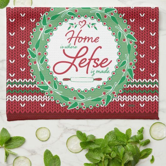Thuis is waar Lefse gemaakt is! Theedoek (Gevouwen)