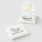 Thuis is waar Mam de minima van de typografieCitaa Stenen Onderzetter (Zijkant)