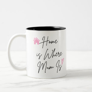 Thuis is waar mama is - een gezellig huisje liefde tweekleurige koffiemok
