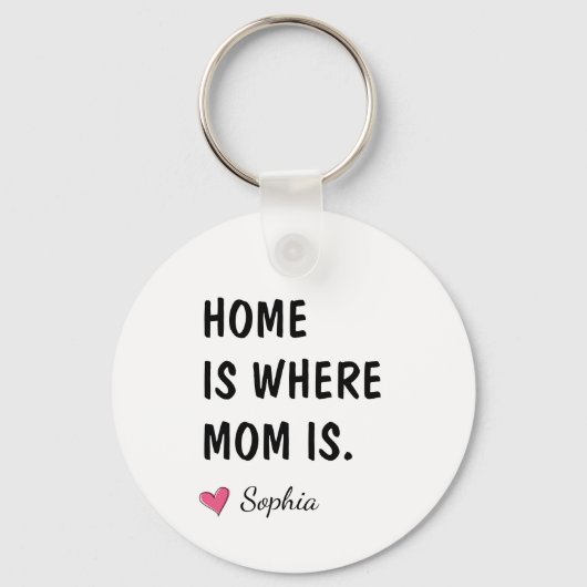 Thuis is waar mama is Gepersonaliseerd Moeder Cade Sleutelhanger (Voorkant)