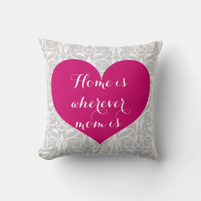 Thuis is waar mama is - Hart en Damast Kussen (Voorkant)