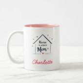 Thuis is waar mama is | Minimalistische Moederdag Tweekleurige Koffiemok (Links)