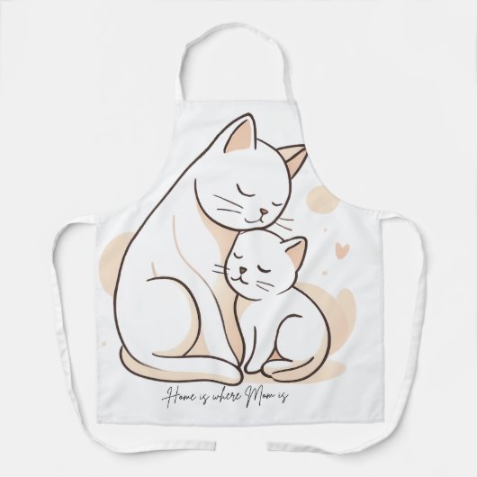 Thuis is waar mama is - Moederkat en Kitten Kunst Schort (Voorkant)