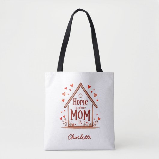 Thuis is waar mama is | Schattige & gepersonalisee Tote Bag (Voorkant)