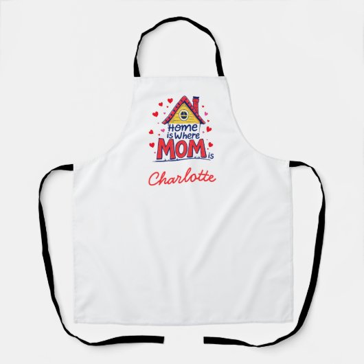 Thuis is waar mama is | Sentimentele Moederdag Schort (Voorkant)