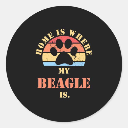 Thuis is waar mijn beagle hond is ronde sticker (Voorkant)