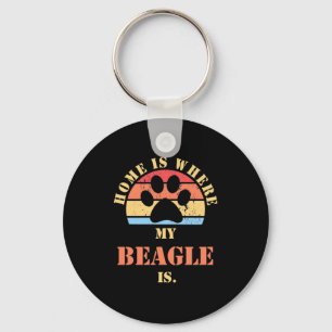 Thuis is waar mijn beagle hond is sleutelhanger