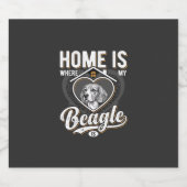 Thuis is waar mijn Beagle is_1 Sparkling Wijnetiket (Enkel label)