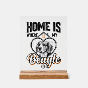 Thuis is waar mijn Beagle is Vintage hondenontwerp Acryl Bord