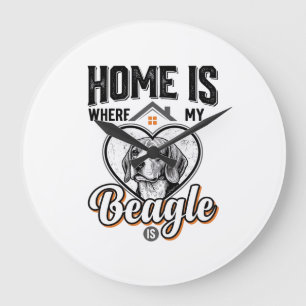 Thuis is waar mijn Beagle is Vintage hondenontwerp Grote Klok