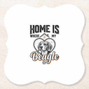 Thuis is waar mijn Beagle is Vintage hondenontwerp Kartonnen Onderzetters