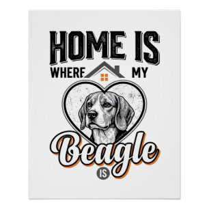 Thuis is waar mijn Beagle is Vintage hondenontwerp Perfect Poster