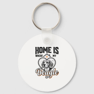 Thuis is waar mijn Beagle is Vintage hondenontwerp Sleutelhanger
