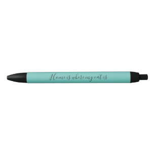 Thuis is waar mijn CAT het Blauwgroen citaat zwart Zwarte Inkt Pen