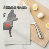 Thuis is waar mijn Chihuahua Woodblock Printing is Theedoek (Quarter Fold)