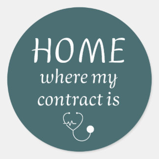 Thuis Is Waar Mijn Contract Is - Grappige Reisverp Ronde Sticker