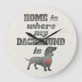 Thuis is waar mijn Dachshund Woodblock Printing is Grote Klok