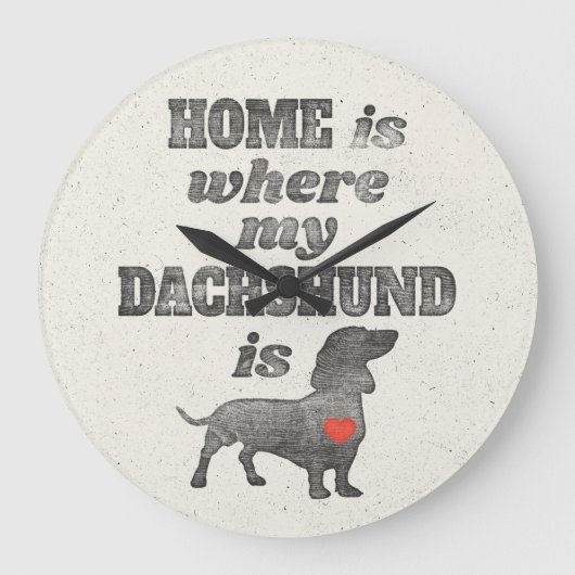 Thuis is waar mijn Dachshund Woodblock Printing is Grote Klok (Voorkant)