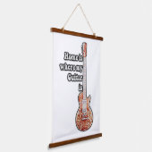 Thuis is waar mijn gitaar is. bruine gitaar hangend wandkleed (Gebogen)