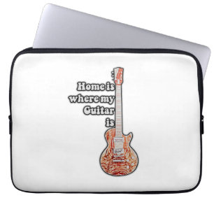 Thuis is waar mijn gitaar is.  bruine gitaar laptop sleeve