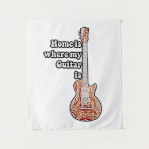 Thuis is waar mijn gitaar is. bruine gitaar wandkleed