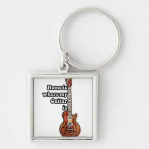 Thuis is waar mijn gitaar is. kleuren gitaar sleutelhanger