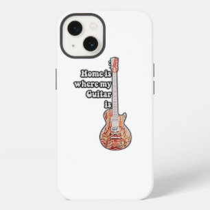 Thuis is waar mijn gitaar is. vintage bruine gitaa iPhone 13 hoesje