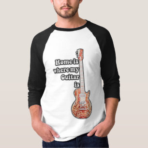 Thuis is waar mijn gitaar is. vintage bruine gitaa t-shirt