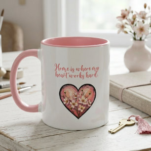 Thuis Is Waar Mijn Hart Hard Werkt Moeder Ontwerp Mok