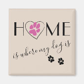 Thuis is waar mijn hond Cute quote simpel Beige is Magneet (Voorkant)