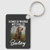 Thuis is waar mijn hond is Aangepaste hondennaam e Sleutelhanger (Achterkant)
