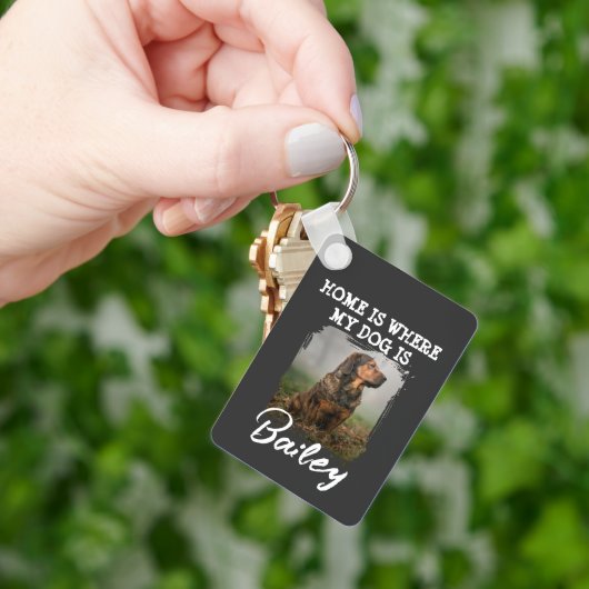 Thuis is waar mijn hond is Aangepaste hondennaam e Sleutelhanger (Hand)