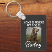 Thuis is waar mijn hond is Aangepaste hondennaam e Sleutelhanger (Voorkant)