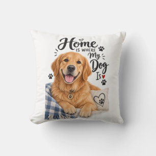 Thuis Is Waar Mijn Hond Is – Schattige Golden Retr Kussen