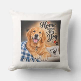 Thuis Is Waar Mijn Hond Is – Schattige Gouden Retr Buitenkussen