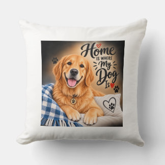 Thuis Is Waar Mijn Hond Is – Schattige Gouden Retr Kussen