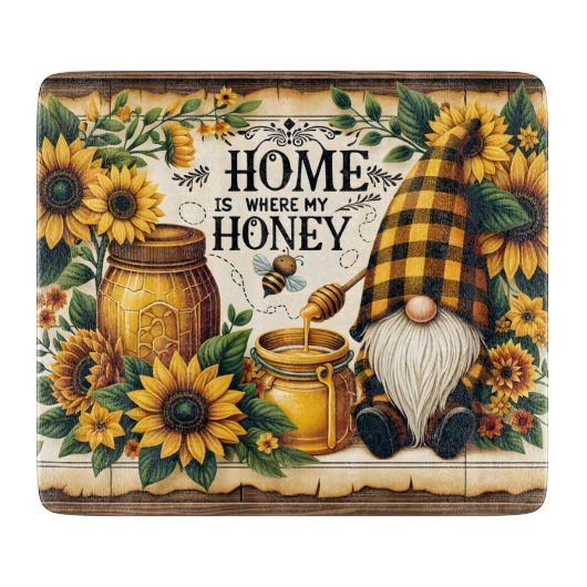 Thuis is waar mijn honing rustieke bloemboom snijplank (Voorkant)
