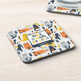 Thuis is waar mijn kat de Monogrammen Naam Kitchen Bier Onderzetter