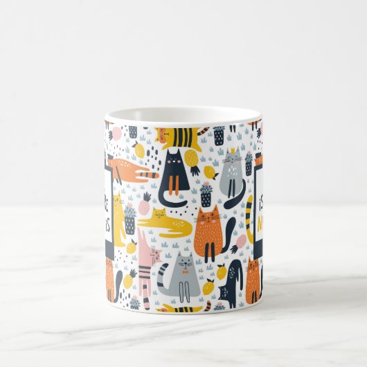 Thuis is waar mijn kat de Monogrammen Naam Kitchen Koffiemok (Center)