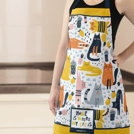 Thuis is waar mijn kat de Monogrammen Naam Kitchen Schort