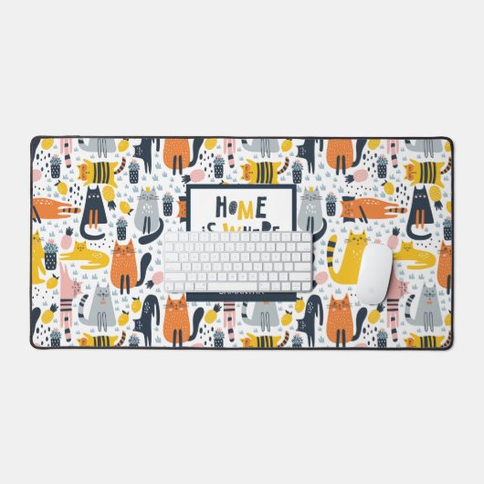 Thuis is waar mijn kat de Monogramnaam Patroon is Bureaumat (Keyboard & Muis)
