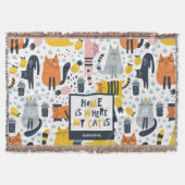 Thuis is waar mijn kat de Monogramnaam Patroon is Deken (Voorkant)