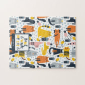 Thuis is waar mijn kat de Monogramnaam Patroon is Legpuzzel (Horizontaal)